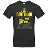 Alsino Herren T-Shirt Dortmund (3) You'll Never Walk Alone mit Jahreszahlen und Stadion aus Baumwolle, (schwarz), (L)