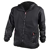 ALPIDEX Herren Regenjacke, atmungsaktiv, leicht, wasserdicht, Winddichte Übergangsjacke mit Kapuze - Größe S M L XL - Schwarz, Größe M