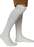 German Wear EXTRA Lange Trachtensocken Strümpfe Trachtenlederhose Socken aus Wolle Natur 75cm, Größe:43-46