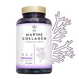 Marine Collagen Hydrolysat mit Hyaluronsäure Kapseln Hochdosiert und Vitamin C. Premium Collagen Complex PEPTAN. Anti-Aging. Gelenk Knochen Hautpflege. 90 Pflanzliche Kapseln. EU. N2 Natural N