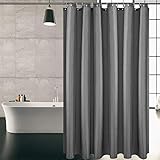 Duschvorhang Textil, KIPIDA Anti-Schimmel, Wasserdichter, Waschbar Anti-Bakteriell Stoff Polyester Badewanne Vorhang mit 8 Duschvorhängeringen (Dunkelgrau, 180x200cm)