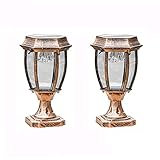 WRMING 2 Stück LED Sockelleuchte Außen Solar,Vintage Bronze Pollerleuchte,IP65 Wetterfest Gartenlampe,Aluminium Außenleuchte in Antikem Look,Garten Gehwege Einfahrten Wegeleuchte, Warmweiß,H27