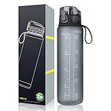 Sport-Wasserflasche 1L, BPA-frei Tritan ungiftig Kunststoff Trinkflasche, auslaufsicheres Design für Jugendliche, Erwachsene, Sport, Fitness, Fitnessstudio, Radfahren, Outdoor, Schule & Bü