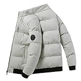 Qienjn Daunenjacke Herren Winter Wärme Lässige Mode Einfarbig Klassische All-Match Herren Kapuzenjacke Verdickter Jugend College Herren Baumwollmantel F-Khaki XXL