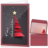 beriluDesign Weihnachtskarten mit Umschlägen (15er Set) - Klappkarten mit Weihnachtsbaum-Motiv für die schönsten Weihnachtsgrüße - Frohe W