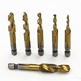 Paritarinie 6pc / Set Tap Sex Shank HSS 6542. Schraubspiralpunkt-Gewinde-Metrische Steckerbohrer-Bohrer M3 M4 M5 M6 M8 M10 Kombination 1/4 Zoll Sex
