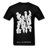 Kodama T-Shirt Men Tree Spirit Print Tshirt Novelty Japan T Shirt Mononoke Hime Princess Mononoke Elf Movie Tops Tees Black S