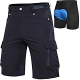 Cycorld MTB Hose Herren Fahrradhose mit Gepolstert, Schnelltrocknende MTB Shorts Herren Mountainbike Hose Baggy Bike Shorts, Atmungsaktiv Radhose mit Verstellbaren Klettverschlüssen (Schwarz,M)