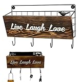 ChasBete Schlüsselbrett mit Ablage, Wand Schlüssel Organizer Briefhalter mit Haken für Brief und Schlü