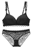 SHEKINI Damen BH Set Ohne Bügel Spitze Unterwäsche Set BH und Slip Bralette Lingerie Unterwäsche Dessous Set mit Verstellbare Träg