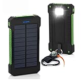 Powerbank Solar Outdoor 8000-10000mAh，solar Powerbank Wasserdicht Mit 2 Ausgängen Und LED-Taschenlampe，Solar Ladegerat Schnellladefunktion Geeignet Für Smartphones, Tablets Und Outdoor(Size:8000mah)