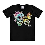 Logoshirt® Rick and Morty - Eyeball Skull I T-Shirt Print Damen & Herren I Schwarz I Lizenziertes Originaldesign, Größe L