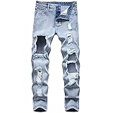 Damen Herren Jean Fit Hosen High Waist Skinny Big Hole Herren Jeans Denim Sommer Mode Persönlichkeit Herren Hosen Schwarz Blau Herren Jeans 30 B