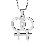 VNOX Homosexuell Lesben Stolz Frauen Mädchen Edelstahl Weibliches Symbol Interlock Charm Anhänger Halskette,F