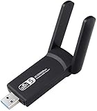 WiFi-Adapter, USB 3.0 AC 1200 Mbit/s Dual Band (5.8 GHz 867 Mbps/2.4 GHz 300 Mbps), Wireless WiFi Dongle 5dBi Antenna Stick für den Desktop/PC/Laptop/Notebook/Windows/M