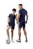 Coralup Kinder Erwachsene Sport Shorts Sets Fußball & Basketball Uniform Trikots Trainingsanzug Trainingsanzug Sommer Strand Kurzarm Set 120-195 cm Gr. 116, navy