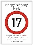 17 Jahre Happy Birthday Verkehrszeichen Karte - Geschenk zum 17. Geburtstag Geschenkidee Junge Geburtstagsgeschenk Mädchen fünfzehn Party Deko Bild Geburtstagsk