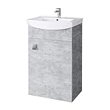 Waschbecken mit Waschbeckenunterschrank/Waschtisch-Unterschrank 45cm Gäste Bad WC (Beton)