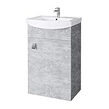 Waschbecken mit Waschbeckenunterschrank/Waschtisch-Unterschrank 45cm Gäste Bad WC (Beton)