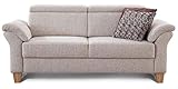 Cavadore 3-Sitzer Sofa Ammerland / Couch mit Federkern im Landhausstil / Inkl. verstellbaren Kopfstützen / 186 x 84 x 93 / Struk