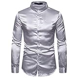 XPDD Herren Hemden Herren-Langarm Hemd Slim-Fit Einfarbig Regular Blumendruck Button-down Herrenhemden Kurzarm-Hemden Freizeit-Hemd Business Party Freizeit Shirt Langarmhemd für M