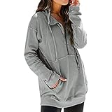 Pullover Damen Große Größen Sportbekleidung Langarm Oberteile Tshirt Bluse Reißverschluss Sweatshirt Tunika Lose Bluse Oversize Tops Langarmshirt Fitness Training Basic Sweatjacke mit T