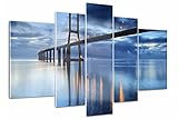 Tulup Glasbild 5 Teile 170x100cm Wandbild Küche & Wohnzimmer Gehärtetem Sicherheitsglas Wandkunst Deko Akrylglas - beleuchtete Brück