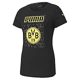 PUMA Damen BVB ftblCore Graphic Tee W T-Shirt, Black-Cyber Yellow, L