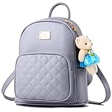 Damen Leder Rucksack Geldbörse Mode Mini Rucksack Mädchen Schultasche Niedlich Kinder Rucksack, grau, S