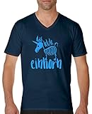 Comedy Shirts - Das letzte Einhorn 2 - Herren V-Neck T-Shirt - Navy/Blau Gr. S