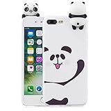 LAXIN Cute 3D Panda Case for iPhone 7 Plus,Ultra Slim Fit Soft Silicone Gel Bumper Shockproof Protective Cartoon Phone Case with Lovely Animal Pattern for Apple iPhone 8 Plus ,W