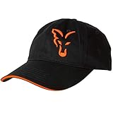 FOX Black/Orange Baseball Cap - Anglercap für Karpfenangler, Cappy für Angler, Anglermütze, Angelmütze, Schirmmütze S