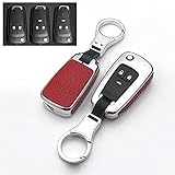 HIBEYO Autoschlüssel Hülle für Opel Leder Schutzhülle mit Schlüsselanhänger Schlüssel für Opel Corsa Spark Mokka Tigra für Chevrolet Aveo Cruze Trax Schutz Etui für Fernbedienung-Silber Schw