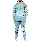 routinfly Outfits Herren 2 Stück Sets Casual - Trainingsanzug Bluse Hoodies+Tie-Dye Hose Sport Freizeit Sweatsuit Jogginganzüg