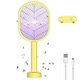 Elektrische Fliegenklatsche, Fliegenschläger Fliegenfänger Insektenvernichter Moskito Mörder Fly Killer 2 in 1, USB Wiederaufladbarer für Mücken Fliegen Bienen M