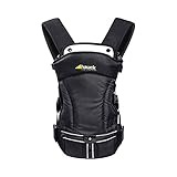 Hauck 3 Way Carrier ergonomische Babytrage, inkl. Kopf und Nackenstütze, abnehmbares Spucktuch, hoher Tragekomfort, drei verschiedene Tragemöglichkeiten, ab Geburt bis zu 12 kg, schw