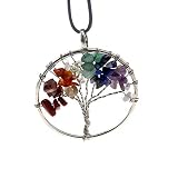 ENET 7 Chakra Kristallstein, handgefertigt, Baum des Lebens, Edelstein, gerollter Draht, Anhänger, Halskette, Kristall, Schmuck