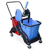 Hypafol Putzwagen Reinigungswagen | 2x25l Eimer mit Trennwand | Kunststoff Wischeimer mit Presse | für Gebäudereinigung, Hotelservice, Gastronomie, Großküche, Büroreinigung oder Arztprax