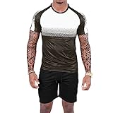 Sport Set Herren Regular Fit Gradient Spleißen Mode T-Shirt/Hose Herren Fitness Workout Basic Kurzarm Set Herren Sport Lässig Komfortabel Klassische Set H