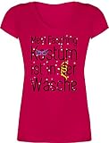 Karneval & Fasching Kostüm Outfit - Mein Fasching Kostüm ist in der Wäsche - XL - Fuchsia - kostüm Erwachsene Damen - XO1525 - Damen T-Shirt mit V