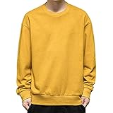 DUNQI Herren Sportlich Sweatshirt Pullover Langarm Ellenbogen Patches Color Block Loose Fit Sweater Freizeithemd Langarmhemd Herbst Winter Oversized Casual Basic Baumwolle Langarmshirts U