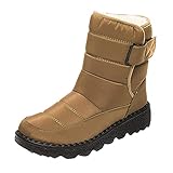 Winterstiefel Damen Winterschuhe Stiefel Einfarbige Stiefeletten Damenschuhe Stiefel für Frauen Mädchen Kurze Bootie Outdoor Winter Boots Warme Schuhe Schneestiefel Plateau Schuhe D