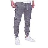 Herren Casual Cordhose Stretch Cargo Pants Relaxed Fit Elastische Taille Jogger Hose, dunkelgrau, 34-37