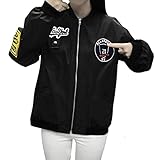 Bomberjacke Damen Dünn Vintage College Jacke Stickerei Kurz Jacket Reißverschluss Mantel Jacke Fliegerjacke Casual Boyfriend Winterjacke Outwear Armeegrün Damenjacke Herbst und Winter Übergangsjack