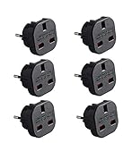 Reiseadapter UK auf Europa Q4U schwarz Stecker Adapter UK auf EU UK 3 Pin auf Stecker Europa/Frankreich/Polen/Europa (EU) 2 Pin Adapter Travel - 6 Stück