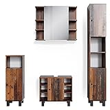 Vicco Badmöbel Set Badezimmermöbel Fynn Spiegelschrank Unterschrank Hochschrank Midischrank Wäscheschrank Hängeschrank Waschtisch (Old Style) (Badmöbel Set 4)