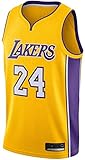 XLXay Herren Basketball-Trikot – NBA Lakers Kobe Bryant # 24, atmungsaktiv, bestickt, gelb, S