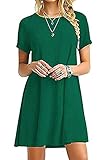 YOUCHAN Kleid Damen Sommerkleid Freizeitkleid Shirtkleid T-Shirt Bluse Tunika Kurzarm Leger Langes Locker Kleider Armeegrün M