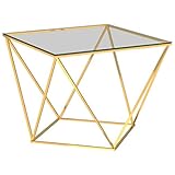 vidaXL Couchtisch Beistelltisch Wohnzimmertisch Glastisch Sofatisch Kaffeetisch Teetisch Tisch Büro Golden 80x80x45cm Edelstahl G