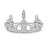 AmDxD Verlobungsring 925 Silber, Ringe mit Zirkonia Krone, als Geschenke für Frauen Mutter/Freundin, Silber, Damen Schmuck, Gr.52 (16.6)